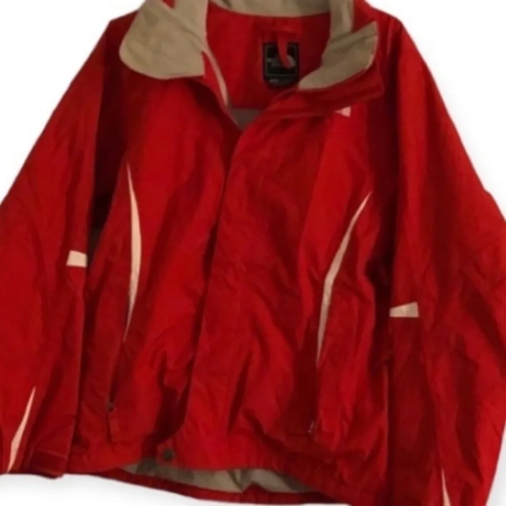 The North Face Jacket‎ Women’s Size Med Pockets Red Full Zip HAS Stain
